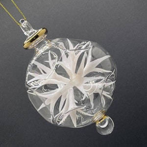 Mouth Blown Flower Ornament Hand Painted  Christmas Ornament Just Beautiful