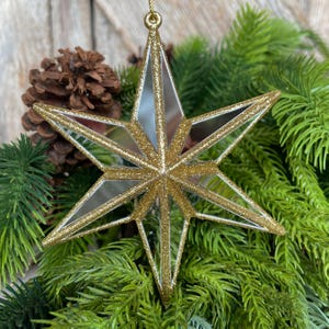 5" Gold Star Ornament, Mirror Star Ornament, Plastic Christmas Star Ornament, Christmas Ornament, Gold Star