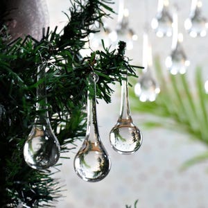 Glass Droplet Christmas Ornaments (Set of 20)