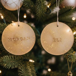Personalized Golden Luminous Ornament Gold Leaf Marbled Unique Custom Ornament with Name Christmas Tree Ornament Gold Christmas Decor
