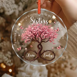 Personalized Sisters Glass Ornament, God’s Way Friendship Gift, Custom Sister Christmas Ornament, Tree of Life Ornament 2025