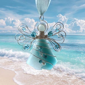 Handmade Sea Glass Christmas Ornament, Sea Glass Tree Ornament For Christmas